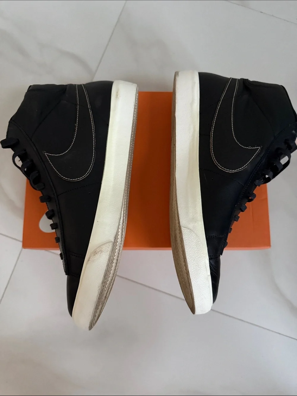 Nike Blazer Mid PRM Black High-Top Leather Sneakers with White Sole